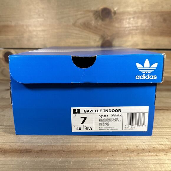 NEW Mens Size 7 - Adidas Gazelle Indoor “Black Blue Gum” Low Top Sneakers JQ2692